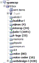 Répertoires de tri d'e-mails avec e-mails non lus.